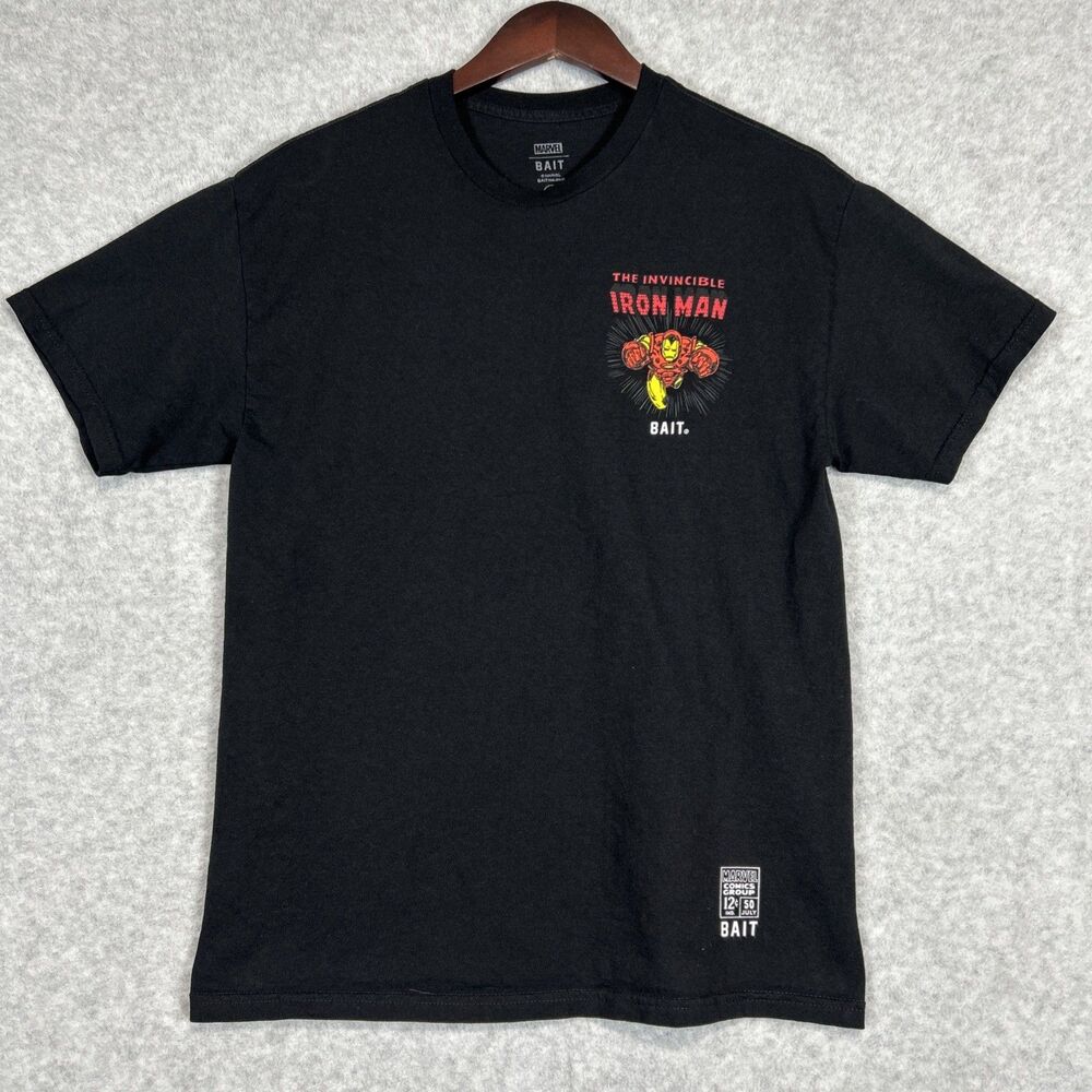 BAIT x Marvel Mens Invincible Iron Man Comic Graphic T-Shirt Streetwear M Black